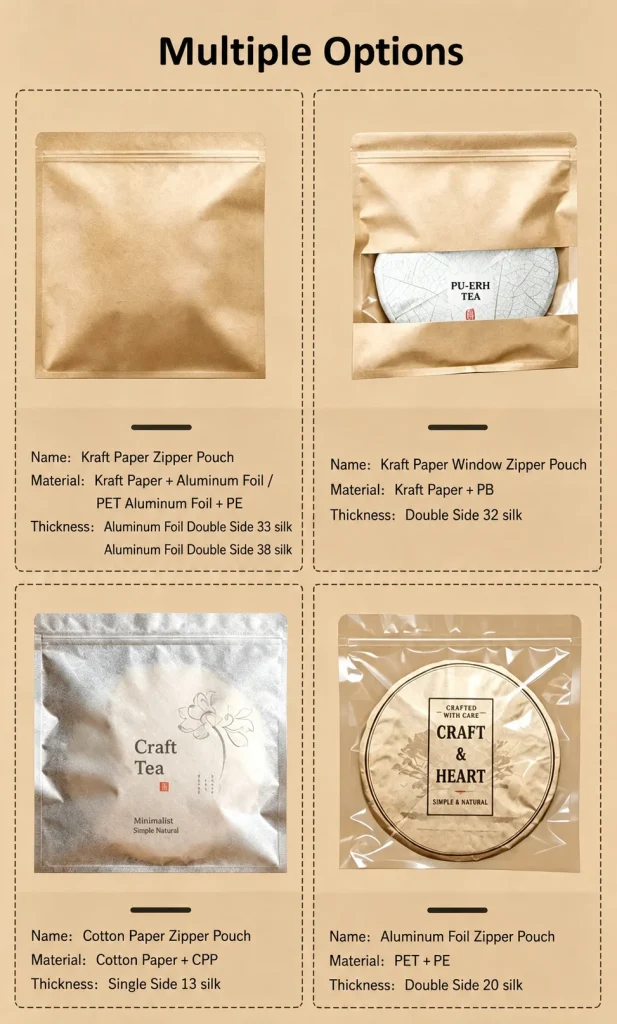 Kraft paper window zipper pouch detail 1