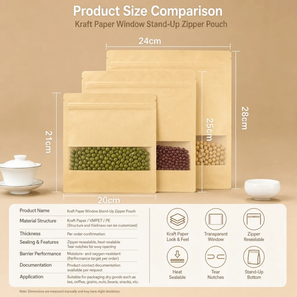 Kraft paper window zipper pouch detail 5