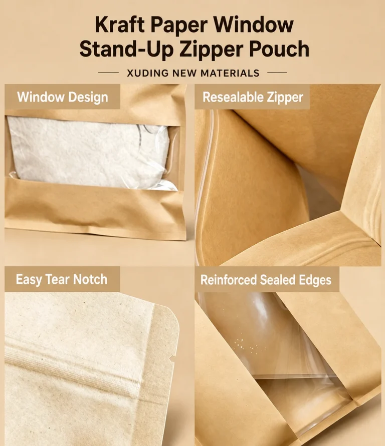 Kraft Paper Window Stand-Up Zipper Pouch