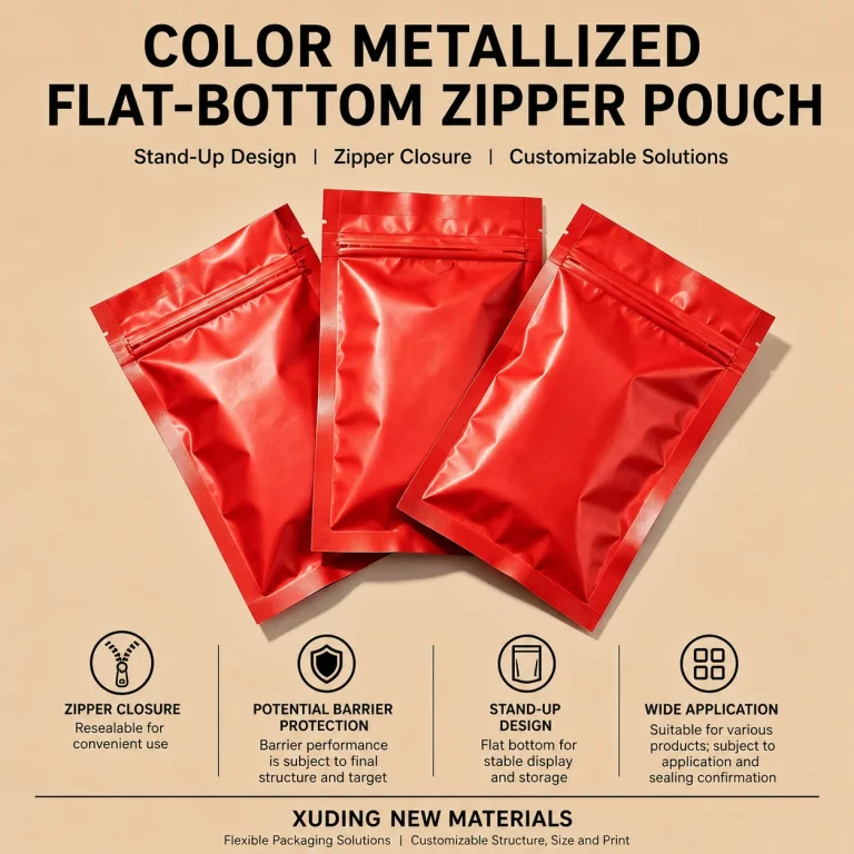 Color Metallized Flat-Bottom Zipper Pouch