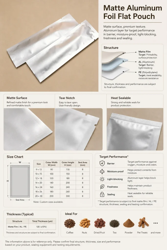 Matte aluminum foil flat pouch detail 6