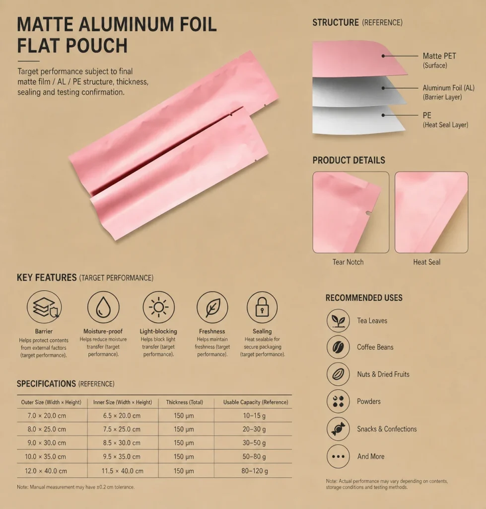 Matte aluminum foil flat pouch detail 8