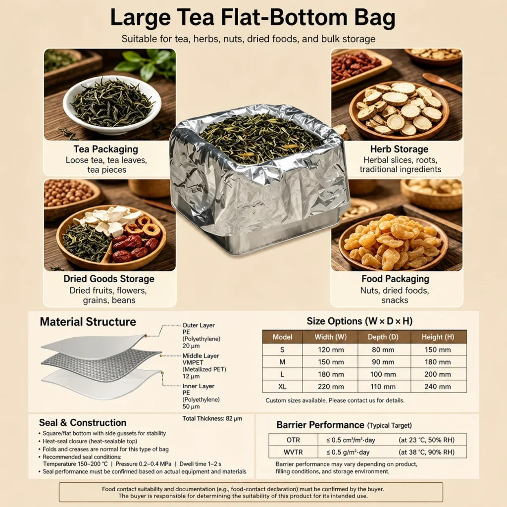 Large tea flat-bottom bag detail 7