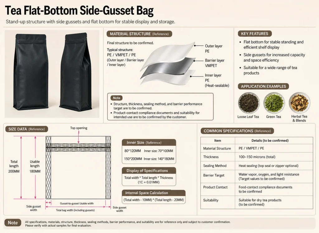 Tea flat-bottom side-gusset bag detail 9