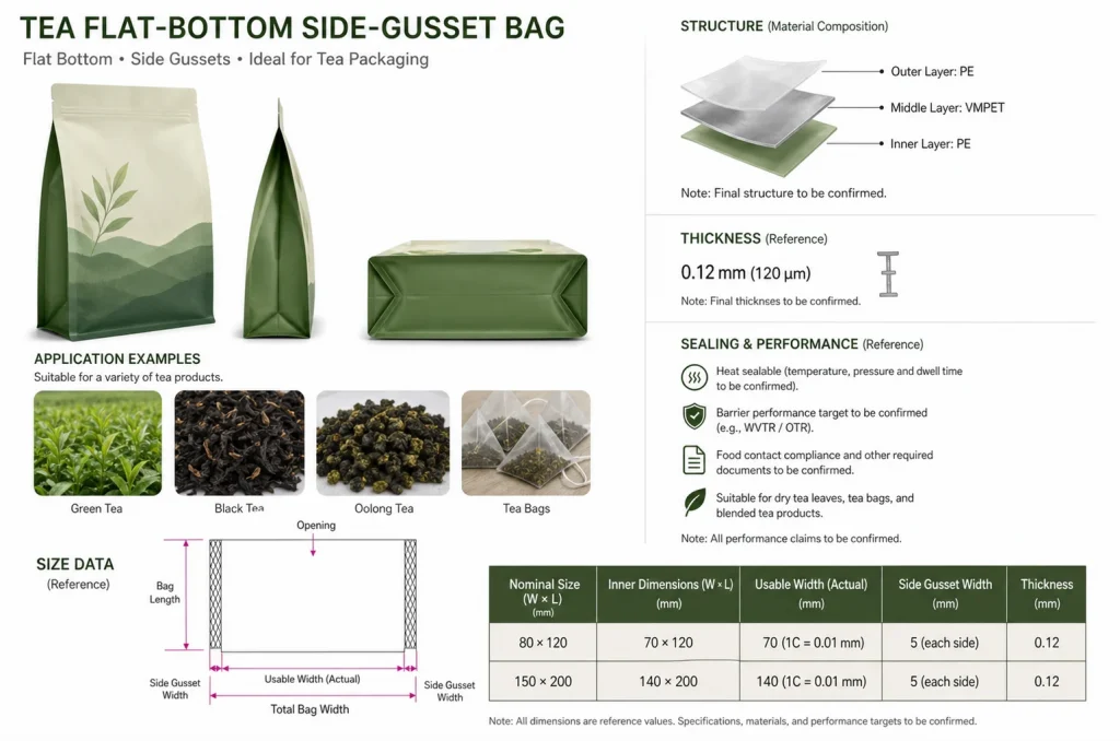 Tea flat-bottom side-gusset bag detail 10