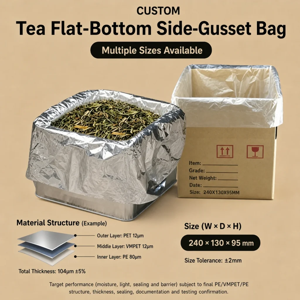 Tea flat-bottom side-gusset bag detail 13