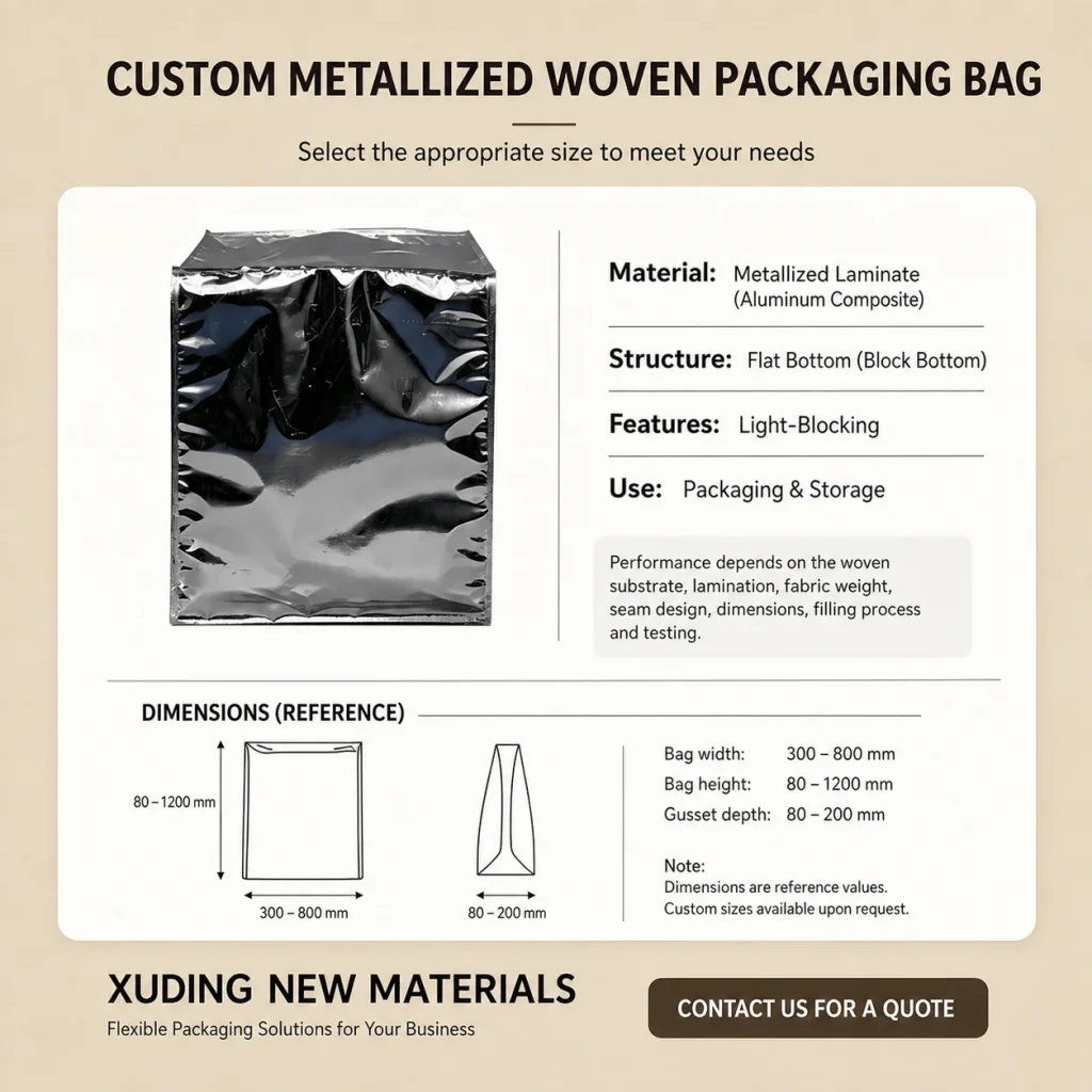 Custom metallized woven packaging bag detail 7