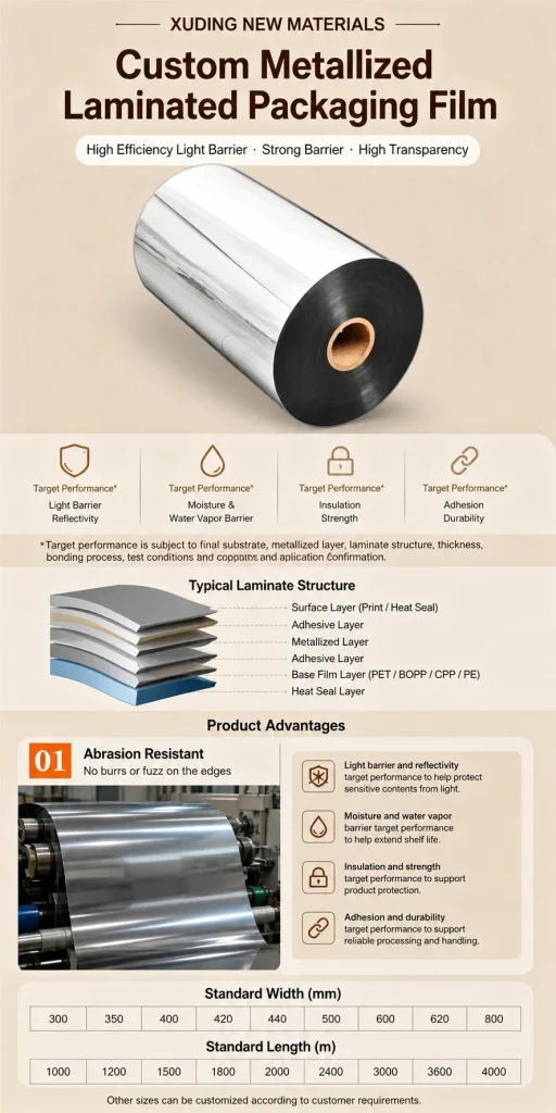Custom metallized laminated packaging film detail 1