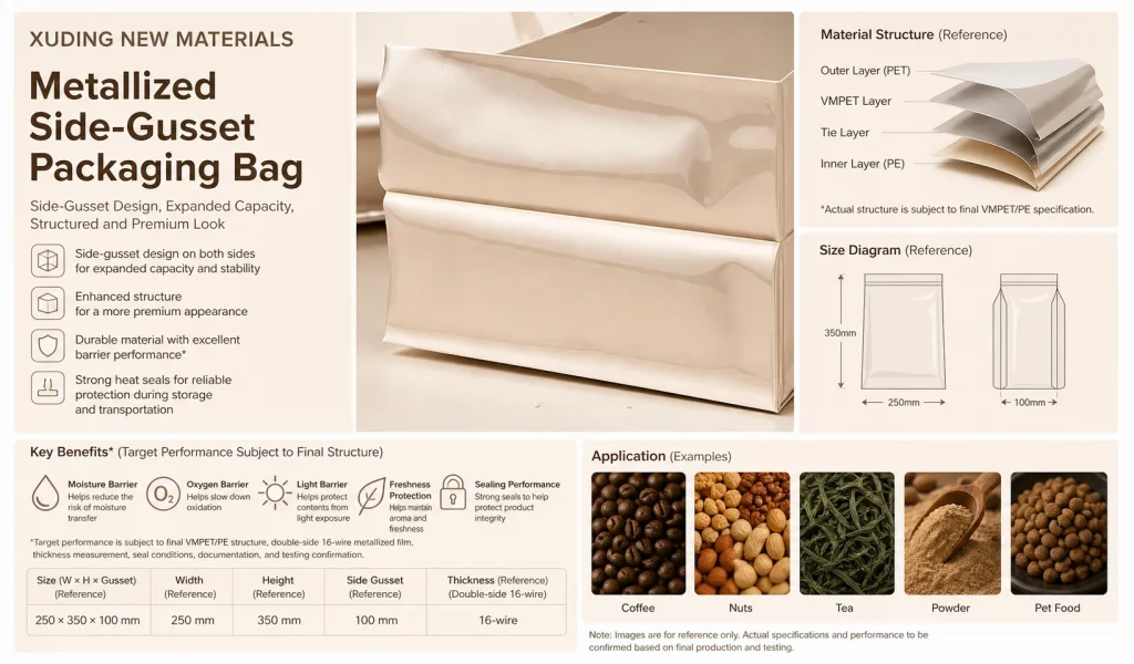 Metallized side-gusset packaging bag detail 4