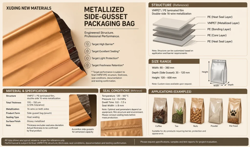 Metallized side-gusset packaging bag detail 5