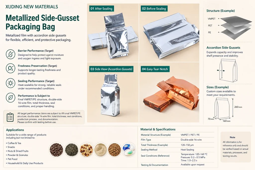 Metallized side-gusset packaging bag detail 7