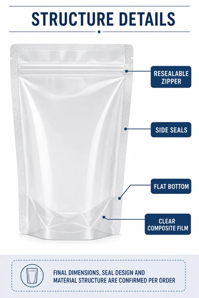 Anti-static flat-bottom zipper pouch specification detail 1