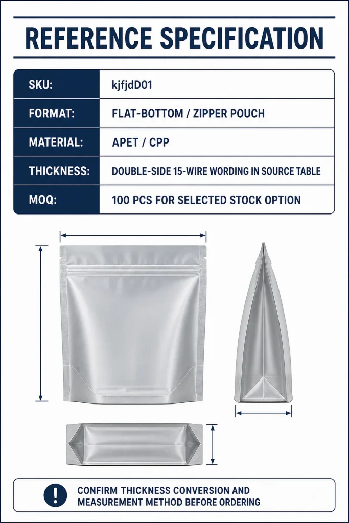 Anti-static flat-bottom zipper pouch specification detail 2
