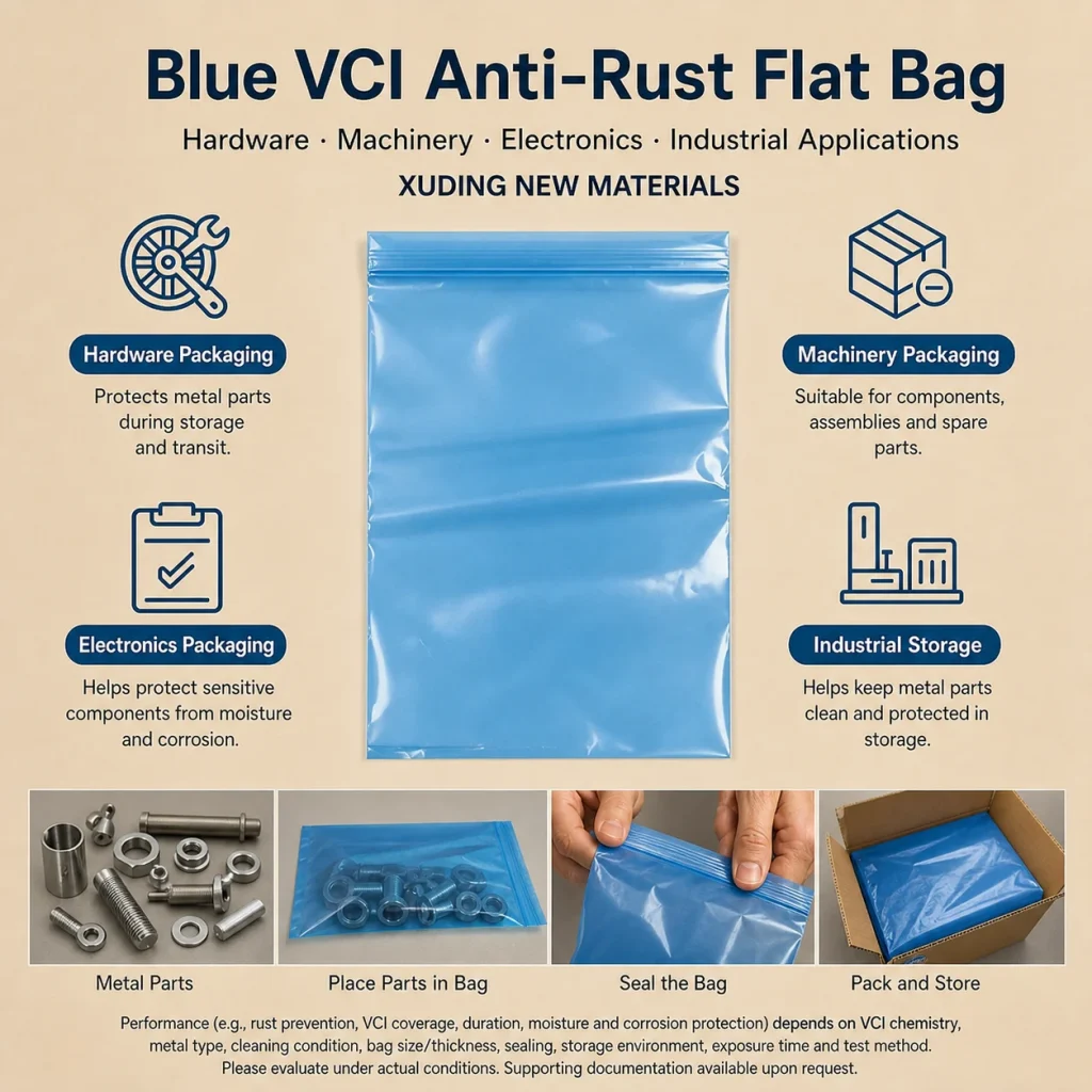 Blue VCI anti-rust flat bag detail 4