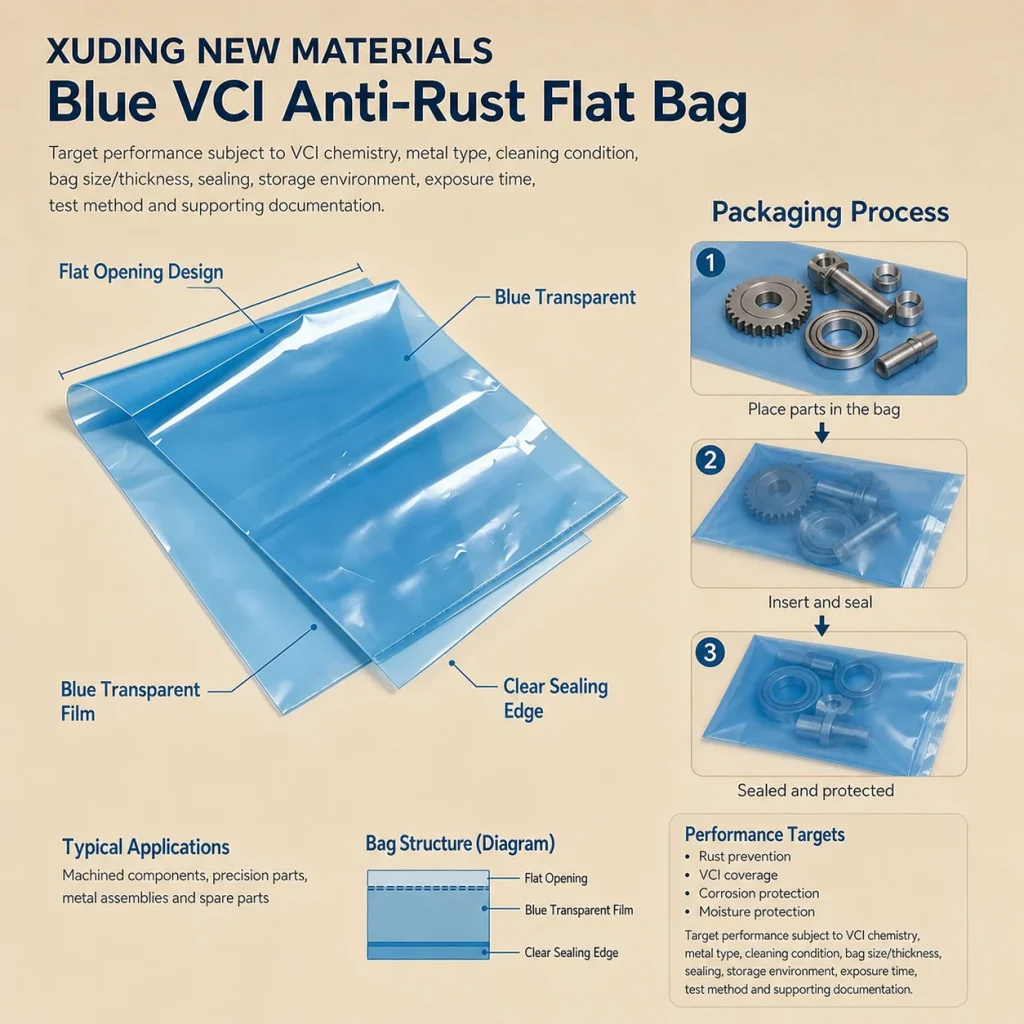 Blue VCI anti-rust flat bag detail 5