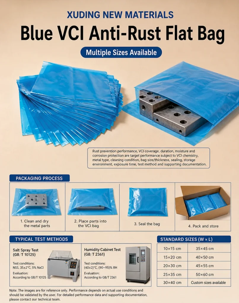 Blue VCI anti-rust flat bag detail 6