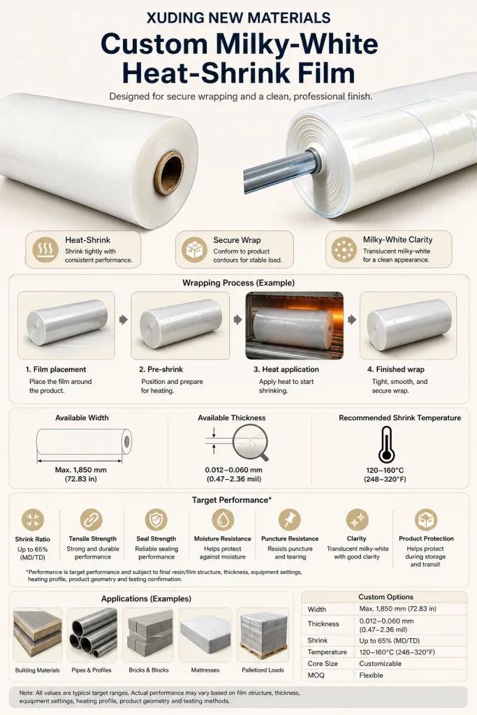 Custom milky-white heat-shrink film detail 3