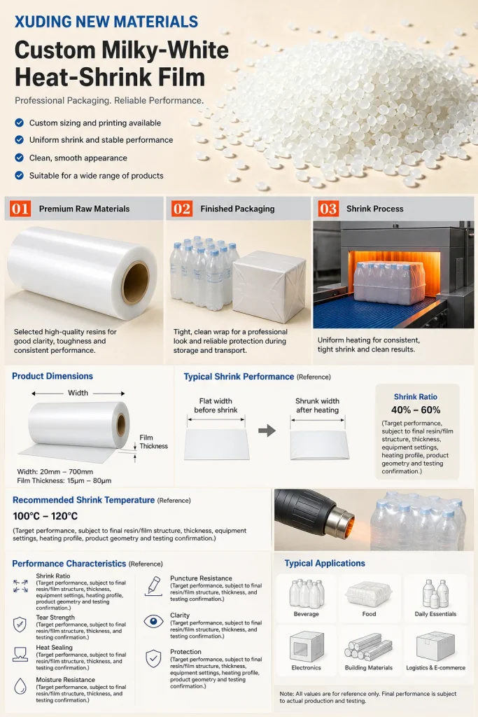 Custom milky-white heat-shrink film detail 6