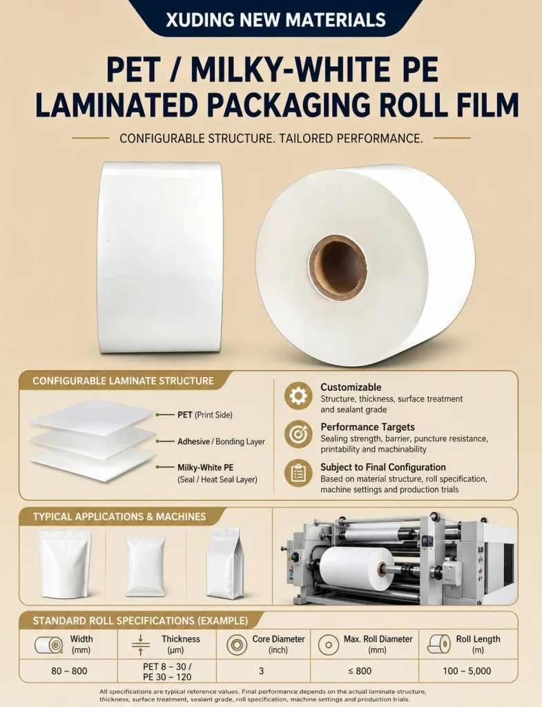 PET / Milky-White PE Laminated Packaging Roll Film – product detail 3