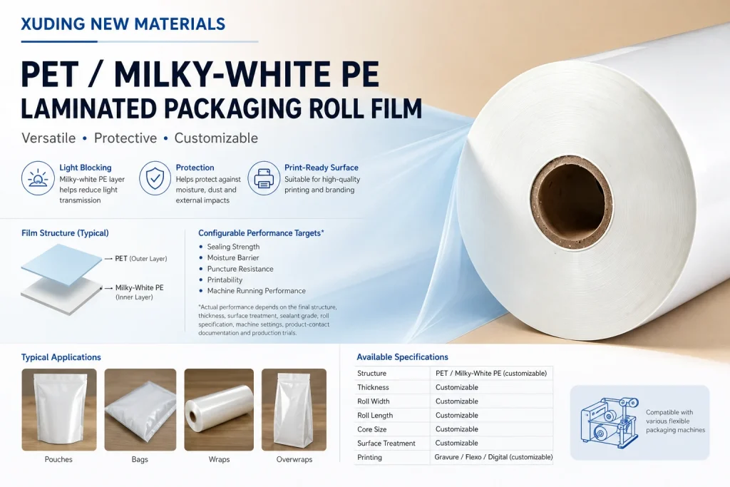 PET / Milky-White PE Laminated Packaging Roll Film – product detail 5