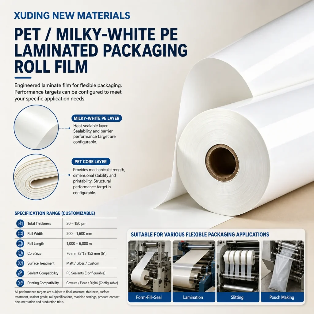 PET / Milky-White PE Laminated Packaging Roll Film – product detail 7