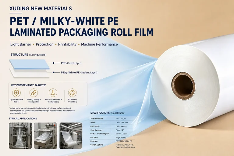 PET / Milky-White PE Laminated Packaging Roll Film