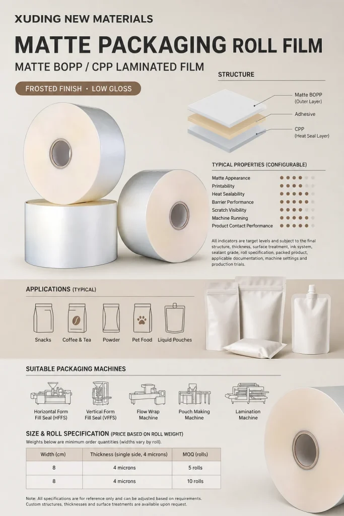 Matte BOPP / CPP Laminated Packaging Roll Film – product detail 1