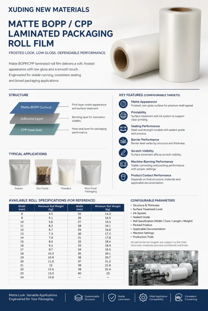 Matte BOPP / CPP Laminated Packaging Roll Film – product detail 2