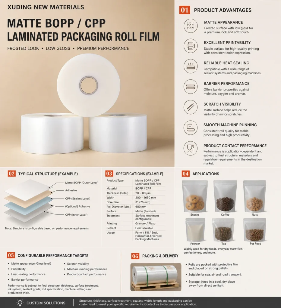 Matte BOPP / CPP Laminated Packaging Roll Film – product detail 3