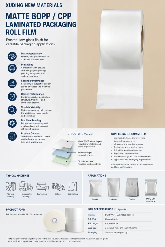 Matte BOPP / CPP Laminated Packaging Roll Film – product detail 4
