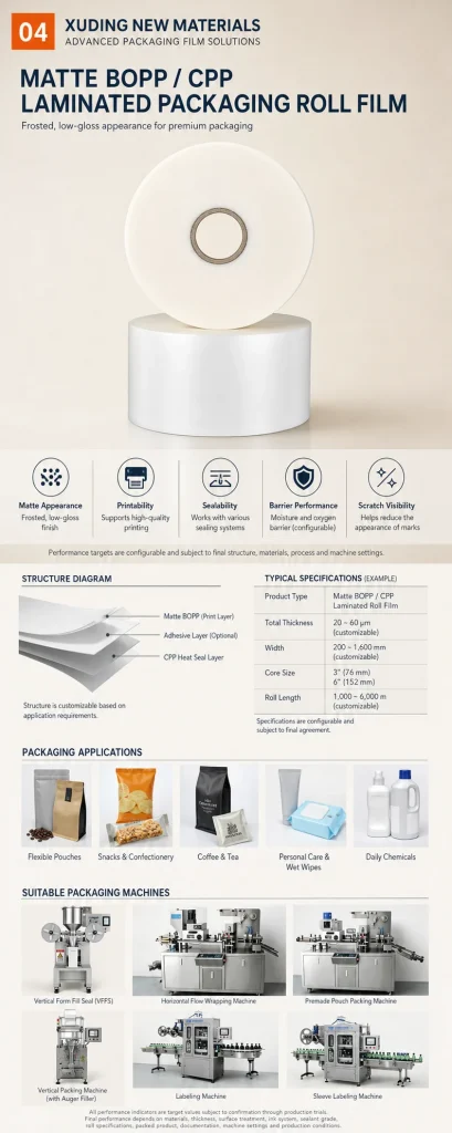 Matte BOPP / CPP Laminated Packaging Roll Film – product detail 5
