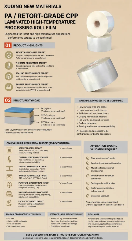 PA / Retort-Grade CPP High-Temperature Processing Roll Film – product detail 2