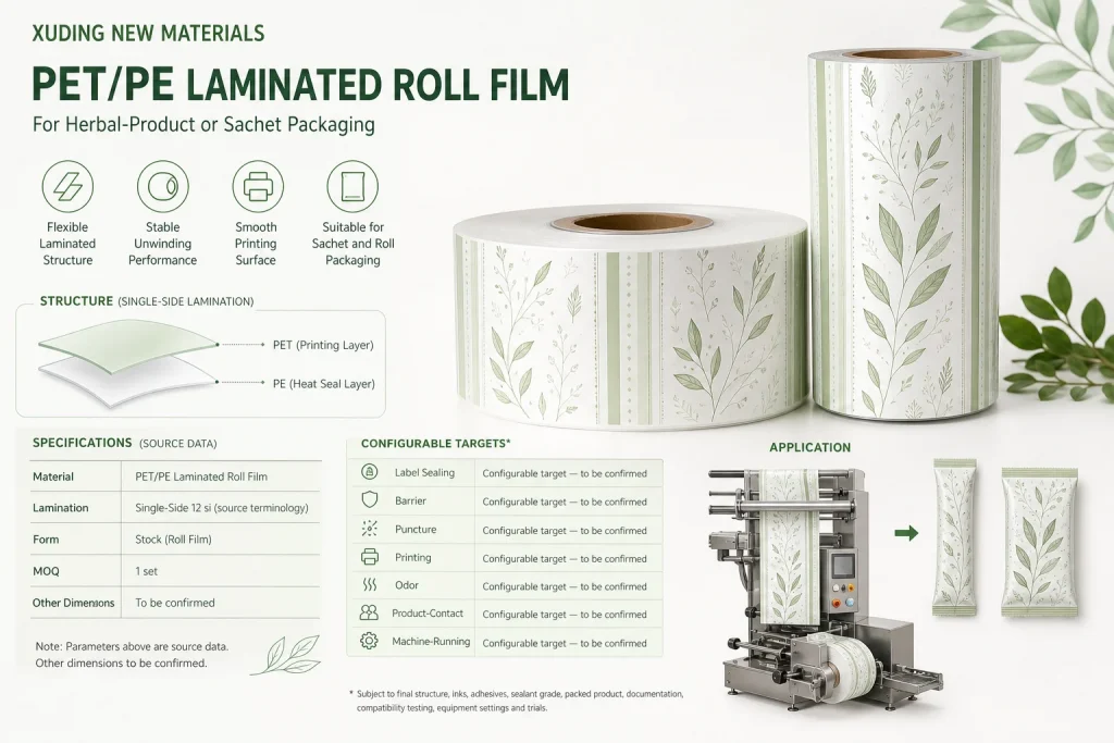 PET / PE Laminated Roll Film for Herbal-Product Sachets – product detail 3