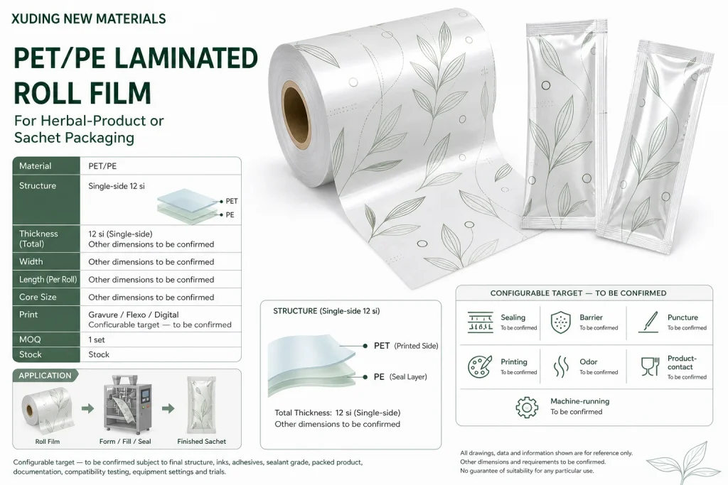 PET / PE Laminated Roll Film for Herbal-Product Sachets – product detail 5