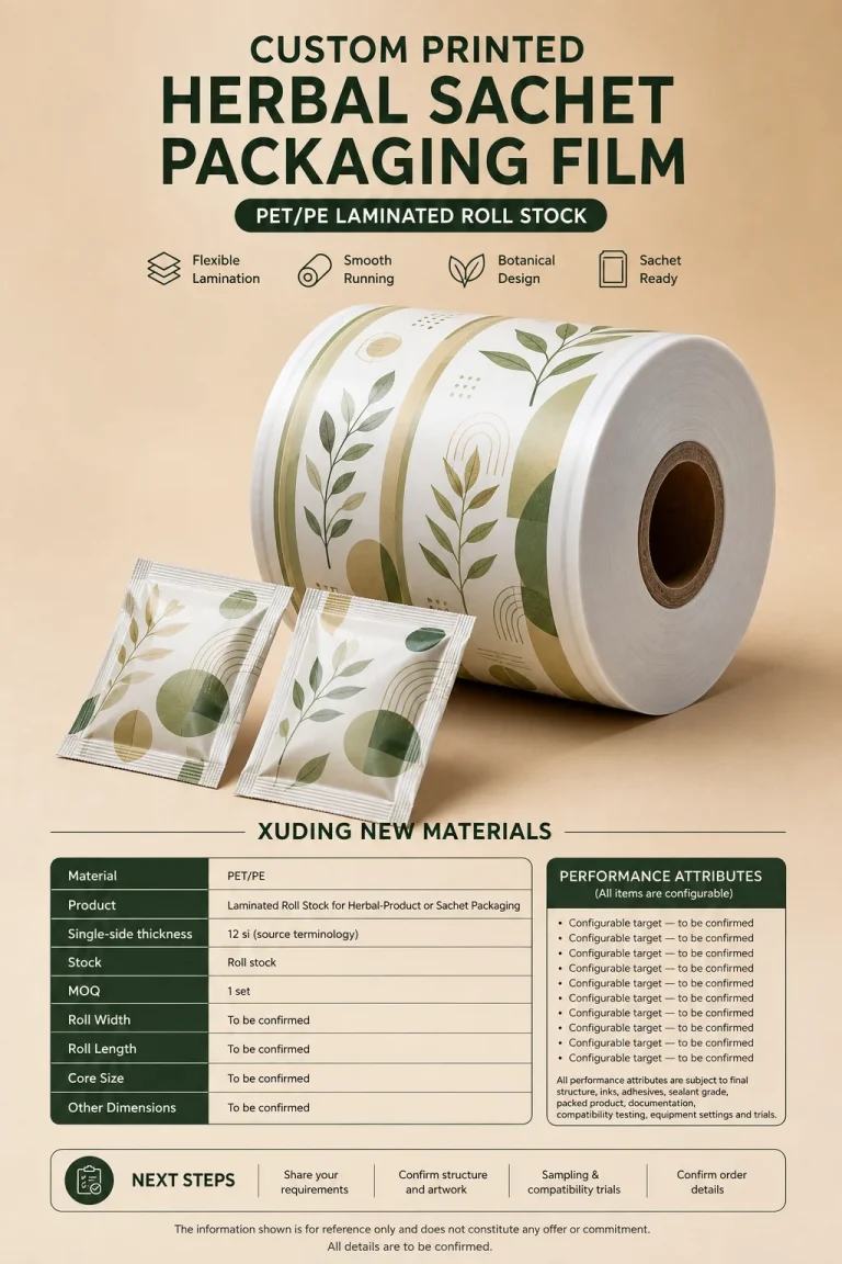 PET / PE Laminated Roll Film for Herbal-Product Sachets
