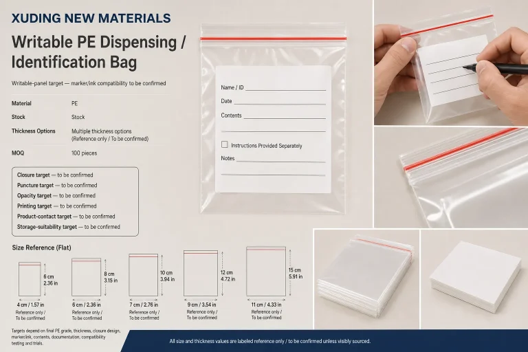 Writable PE Dispensing and Identification Bag