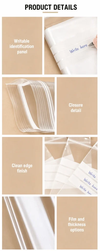 Writable Flat-Bottom PE Zipper Bag - product detail 2
