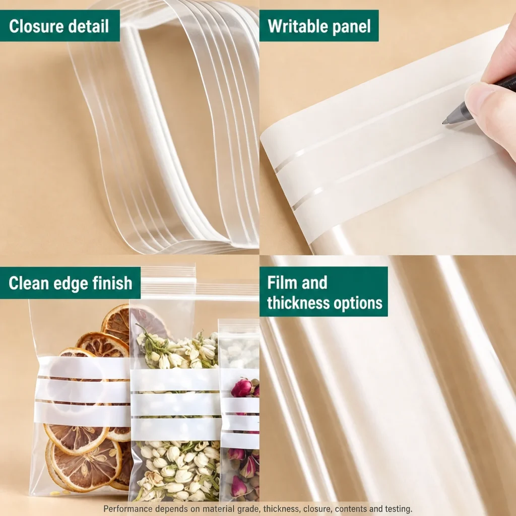 Writable Flat-Bottom PE Zipper Bag - product detail 5